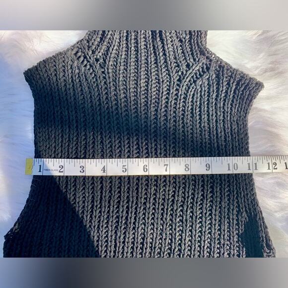 Vintage 90s J. CREW Cable Knit Black Turtleneck Sleeveless Sweater Blouse Small - Picture 10 of 15
